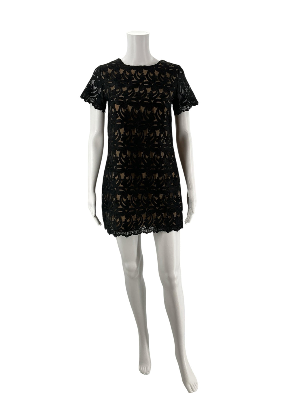 Olivaceous Black/Tan Lace Pre-Owned Ladies Dress - Size Small