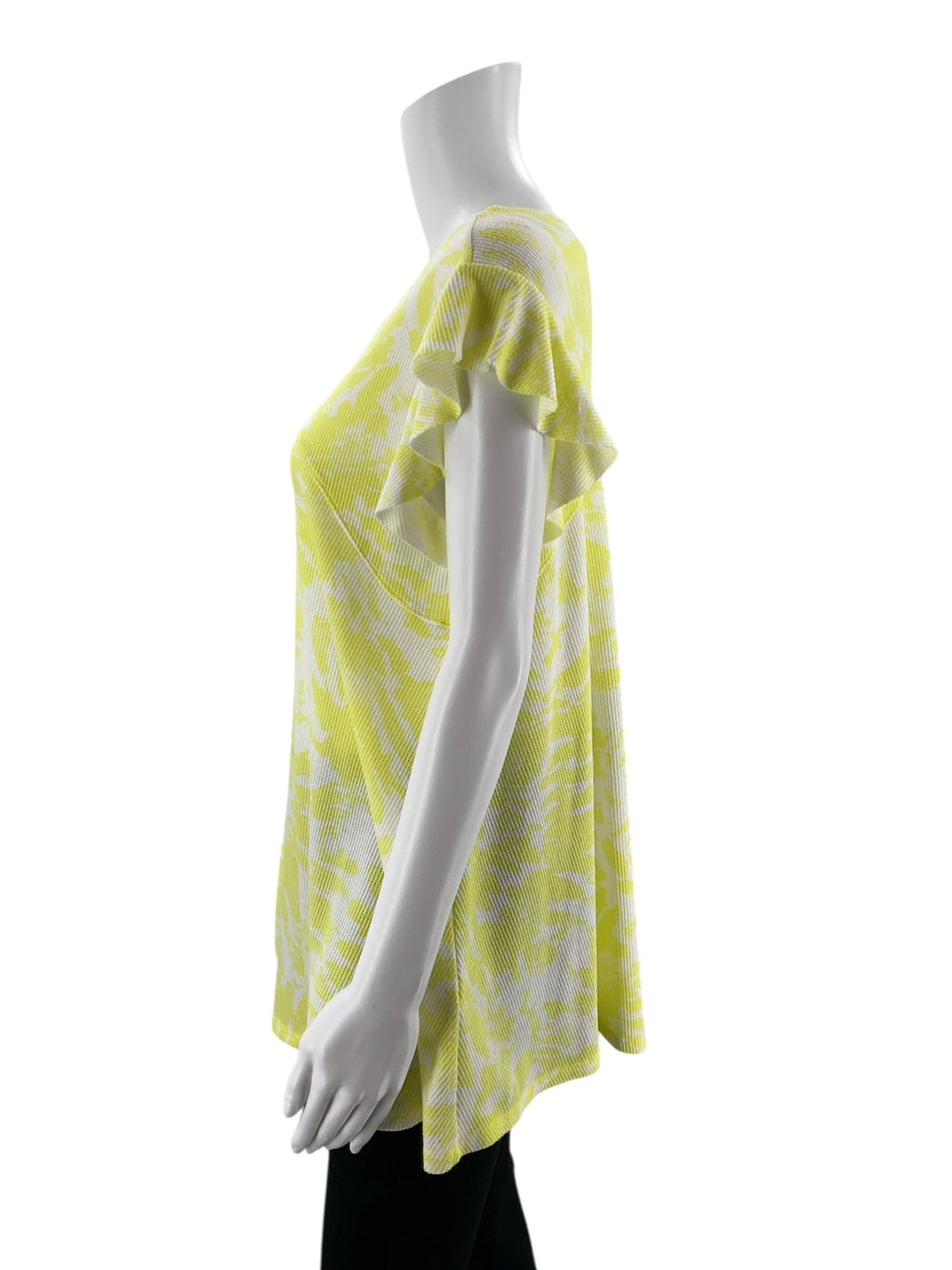 Bucket List - Yellow/White Waffle Tiedye Pre-Owned Ladies Top - Size Small