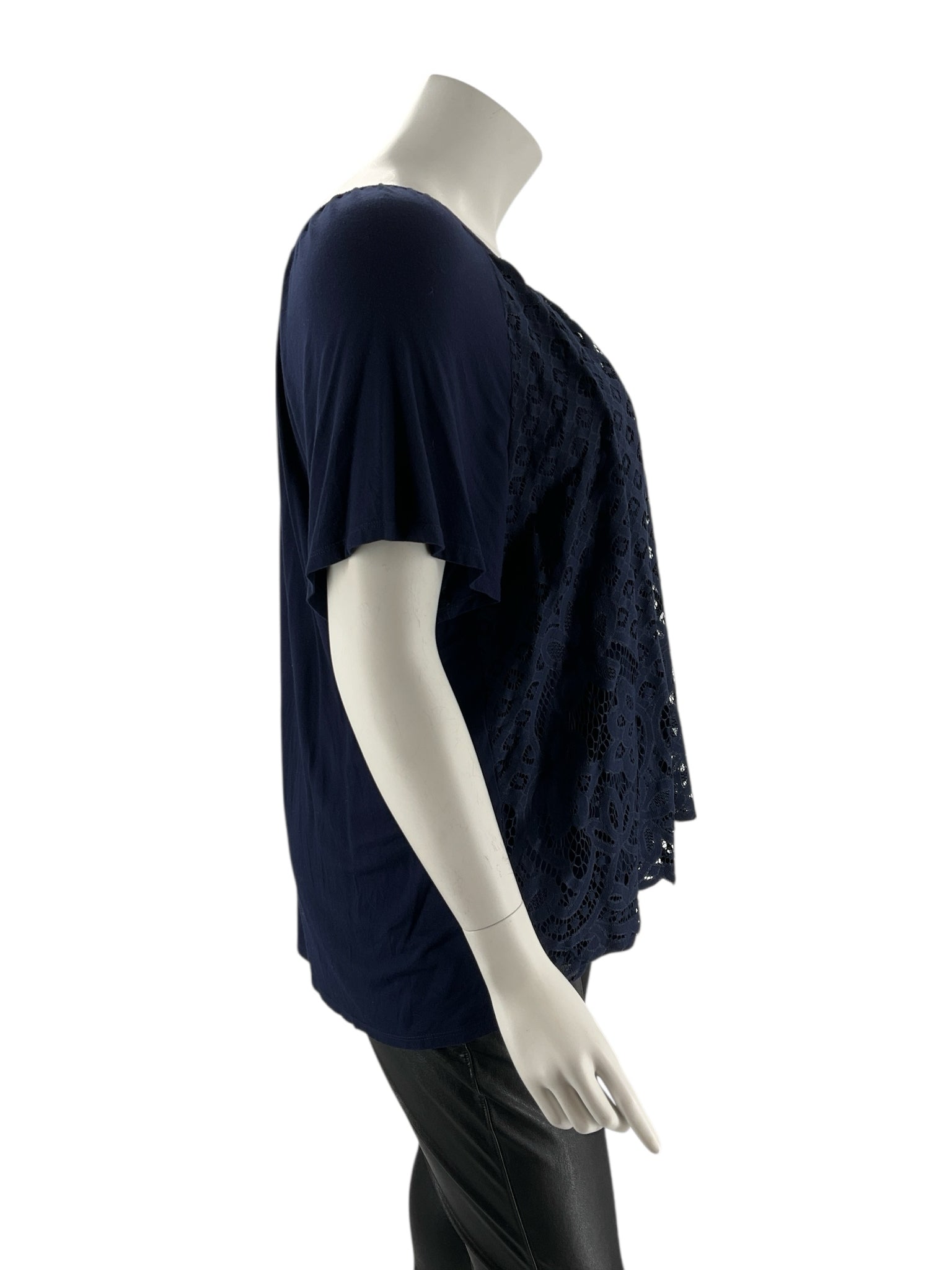 Cable & Gauge Navy Lace Pre-Owned Ladies Casual Top -  Size 3X