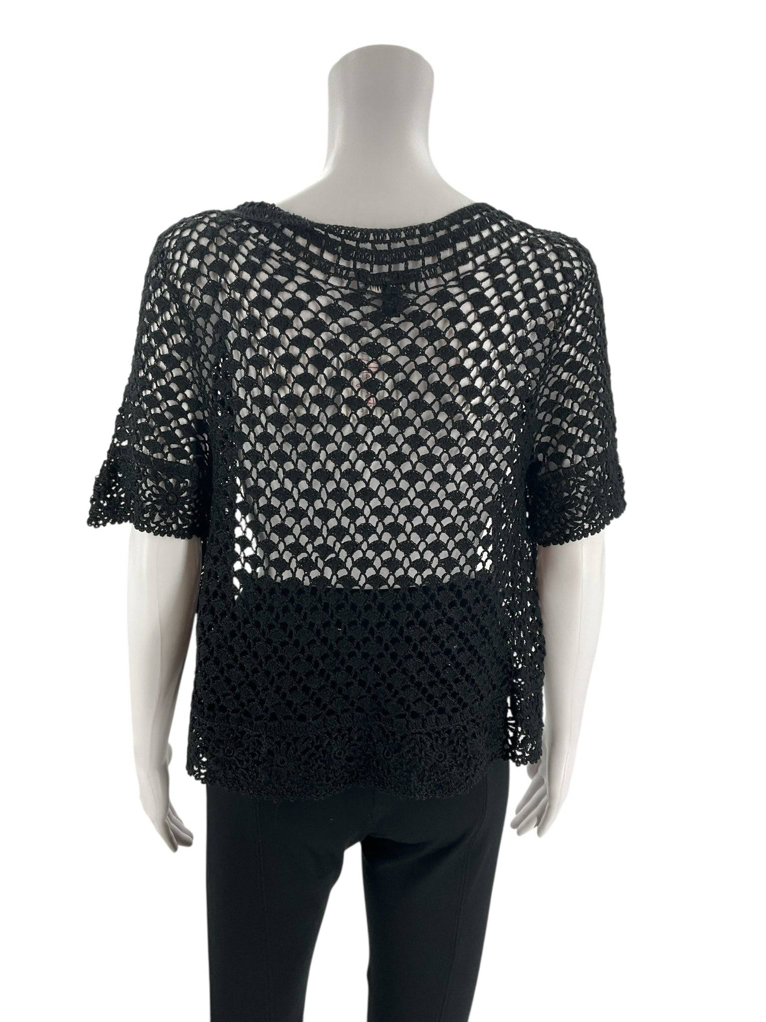 Signature Black Crochet Top - Size Small - Margaret’s Fine Consignment