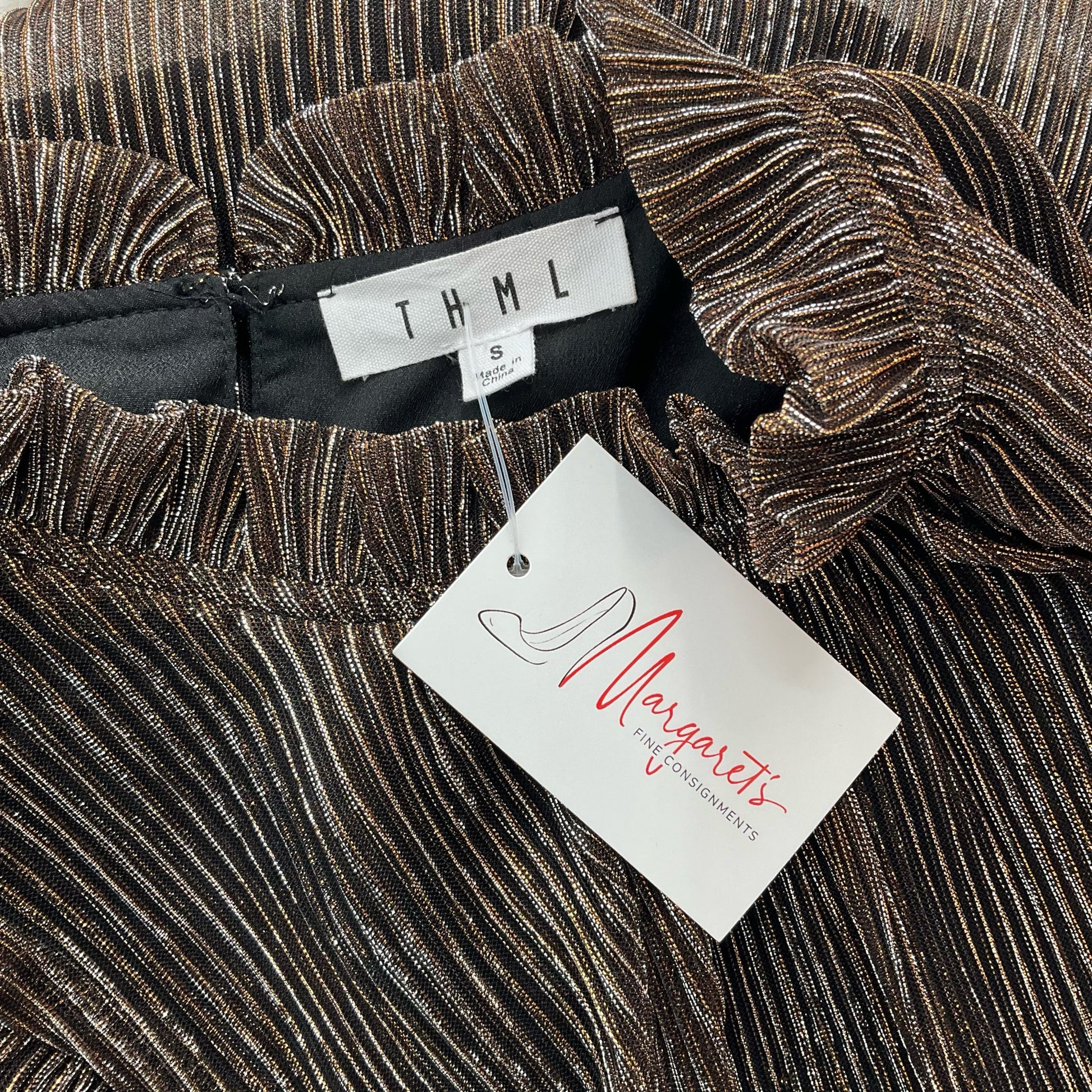 THML Gold/Silver/Black Shimmer Pre-Owned Ladies Dress - Size Small - Margaret’s Fine Consignment