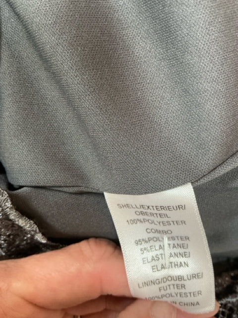 Adrianna Papell Gray Lace Pre-Owned Ladies Dress – Size 8