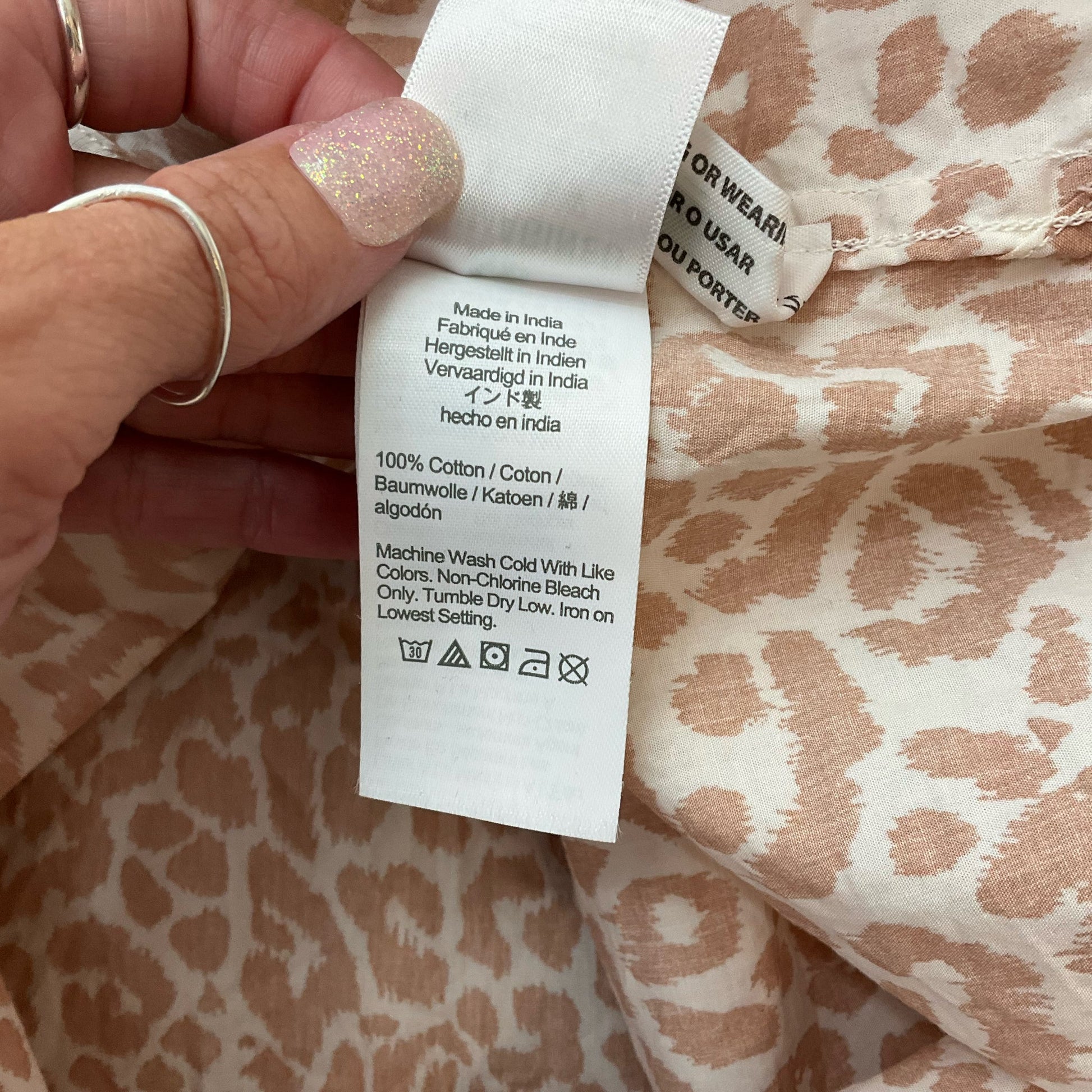 J. Crew Tan Cream Print Button-Up Blouse – Size Small, Excellent Pre-Owned - Margaret’s Fine Consignment