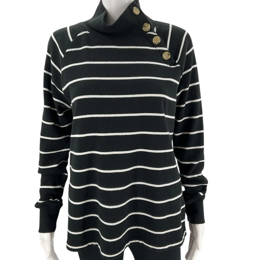 J. Crew Black White Stripe Long Sleeve Top – Size XS, Excellent Pre-Owned