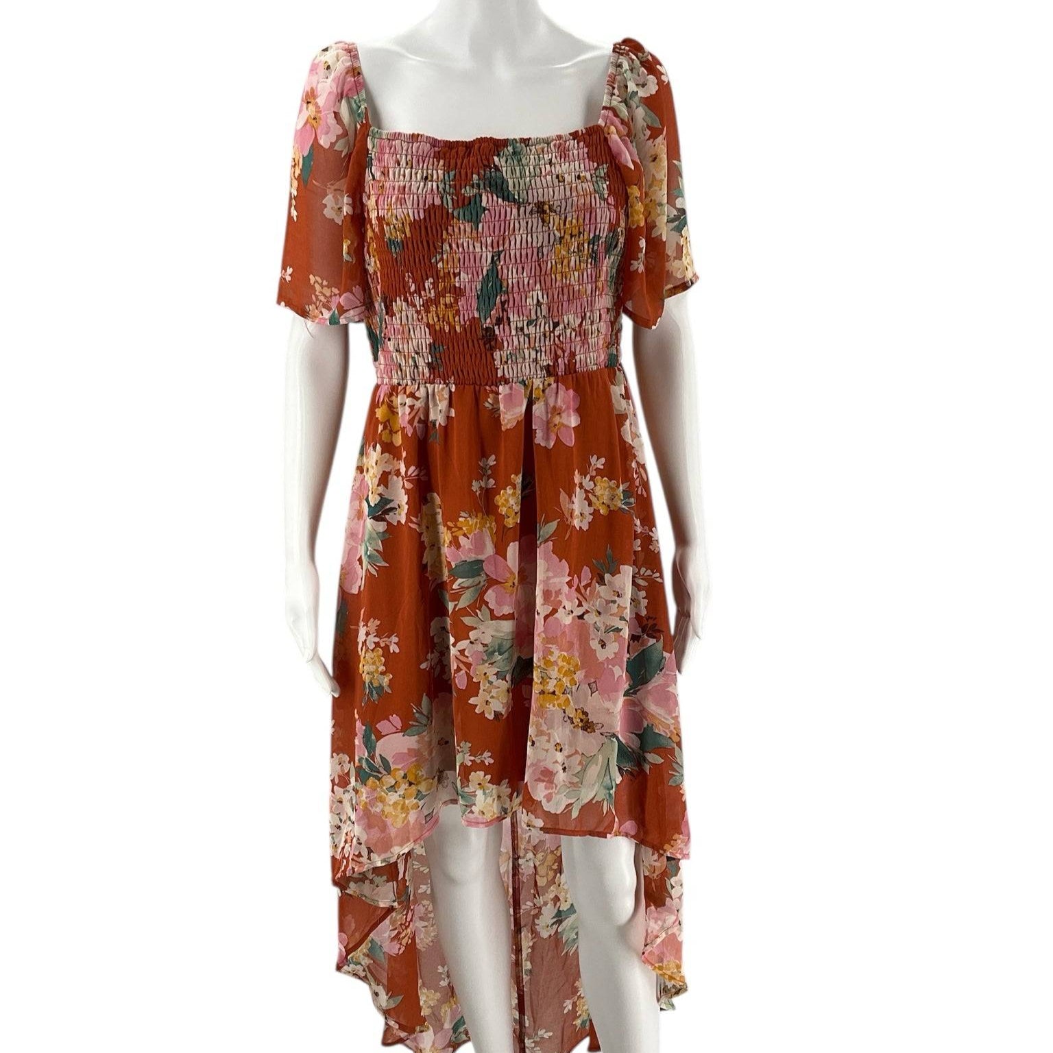 Lily Rose Orange/Pink Floral Ladies Pre-Owned Dress - Size XL - Margaret’s Fine Consignment