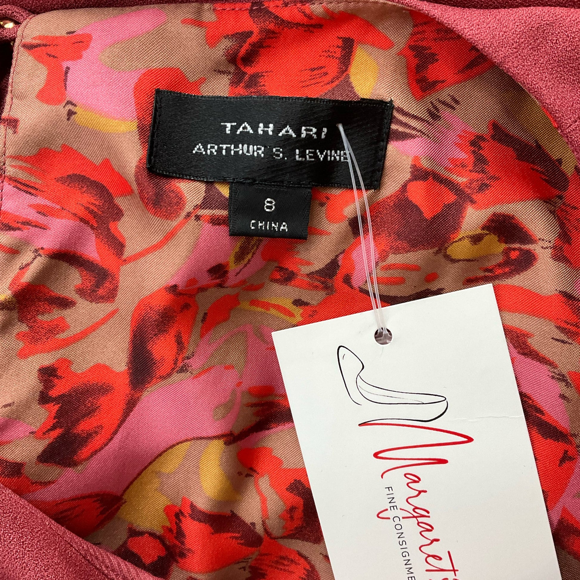 Tahari Mauve Ruffle Pre-Owned Ladies Dress - Size 8