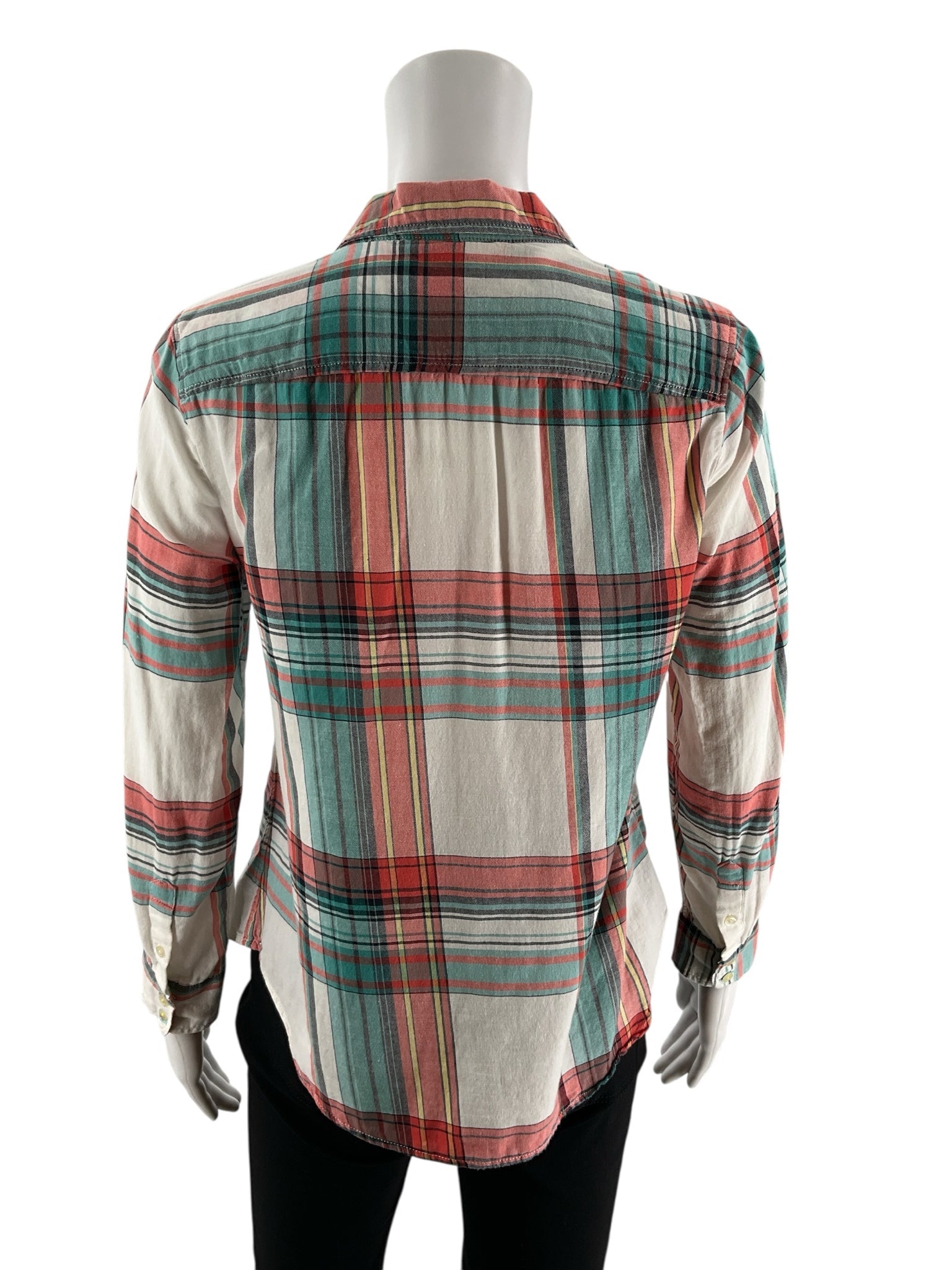 Talbots Aqua/Red Plaid Pre-Owned Ladies Top - Size Petite