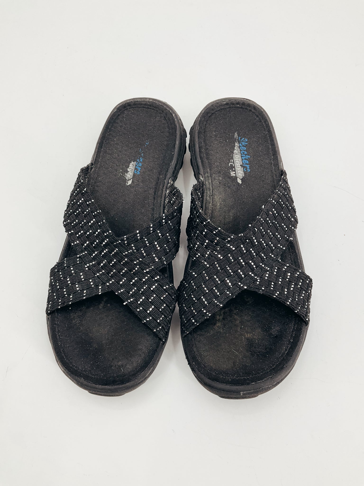 Skechers Black Sparkle Pre-Owned Ladies Sandals - Size 7