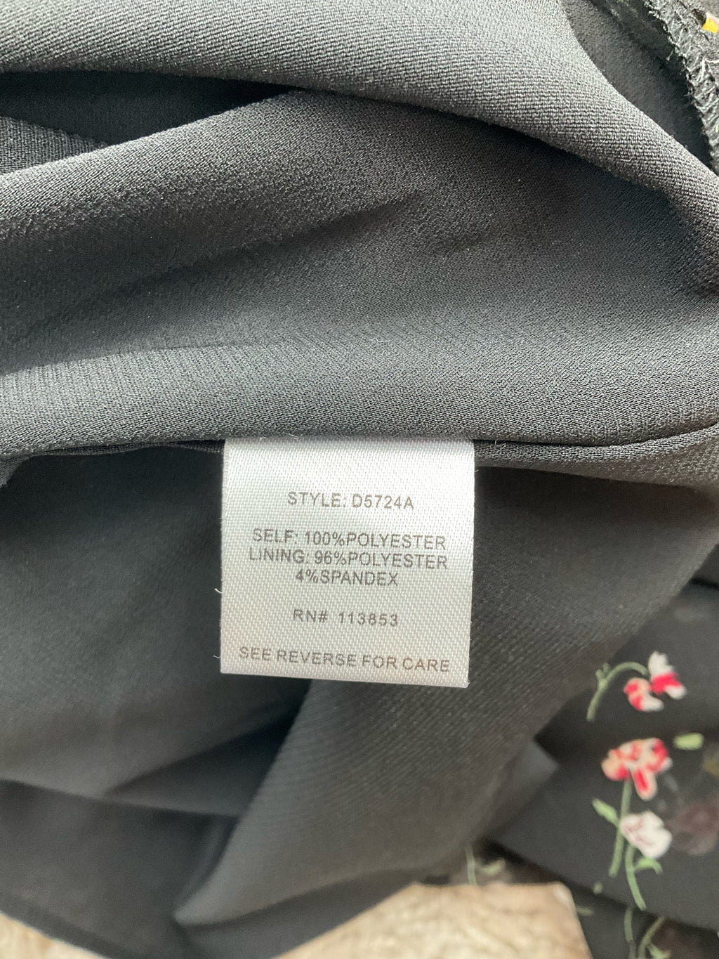 Sugar Lips Black Floral Pre-Owned Ladies Dress - Size Small