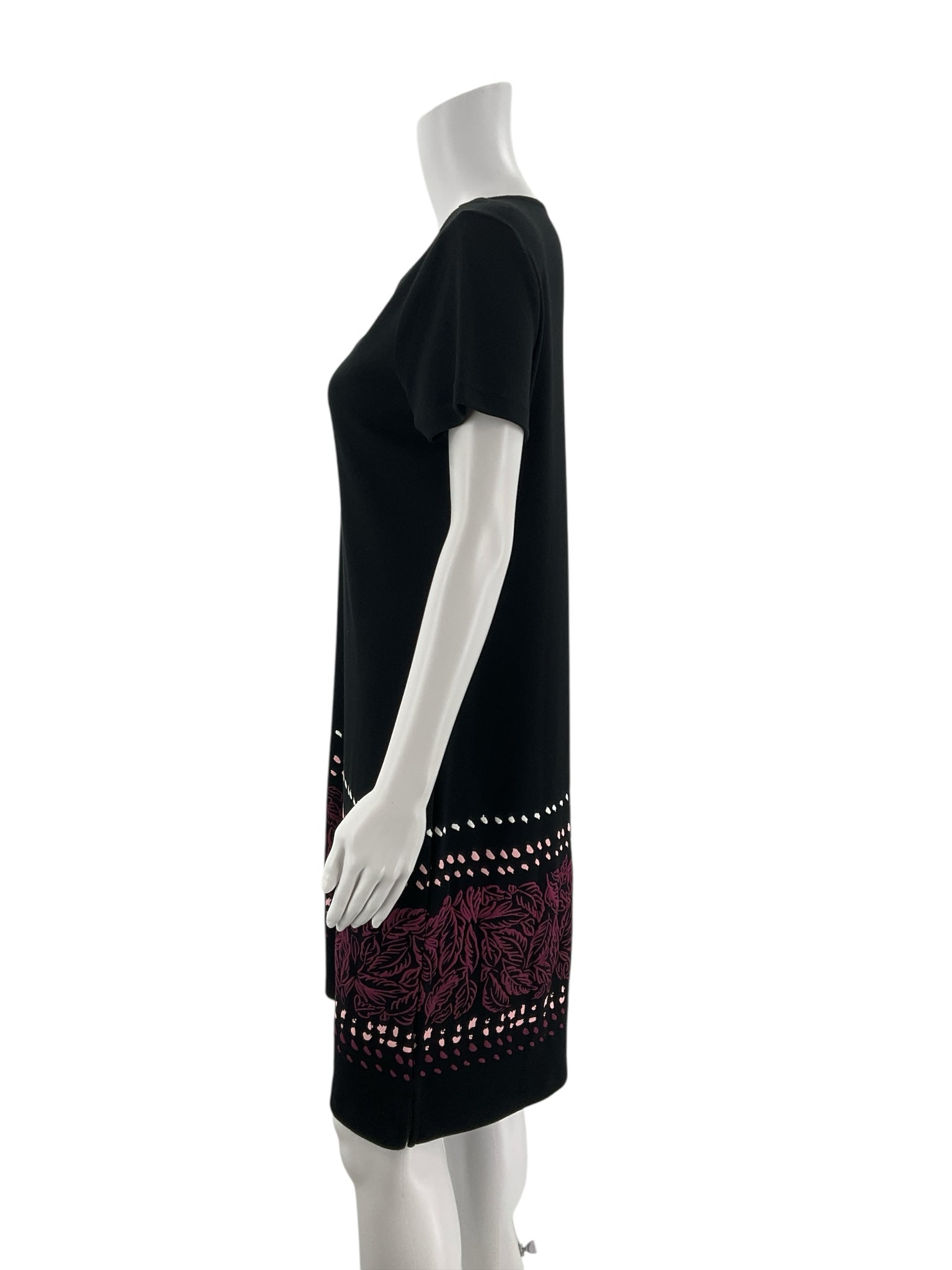 Karen Scott Black Floral Pre-Owned Ladies Dress - Size Small