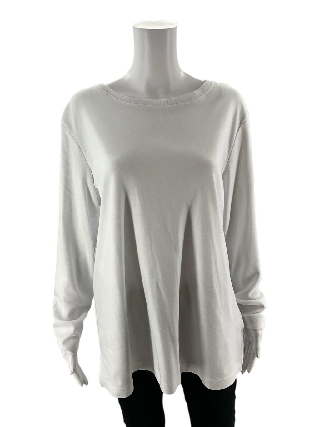 Blair - White Solid Pre-Owned Ladies Casual Top - Size Large