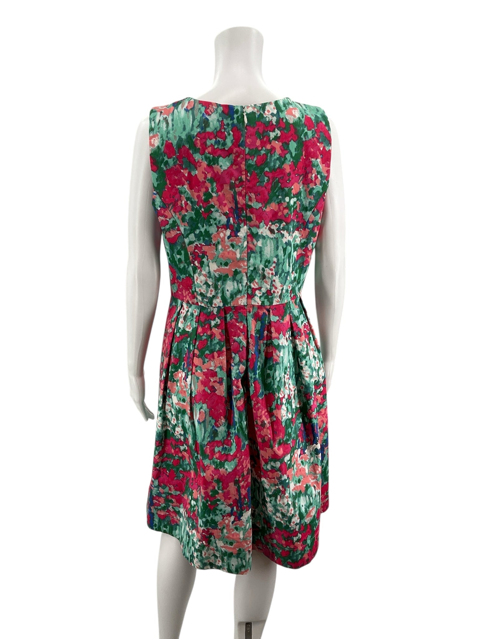 Talbots Green/Pink/Blue Print Pre-Owned Ladies Dress - Size 14 Petite