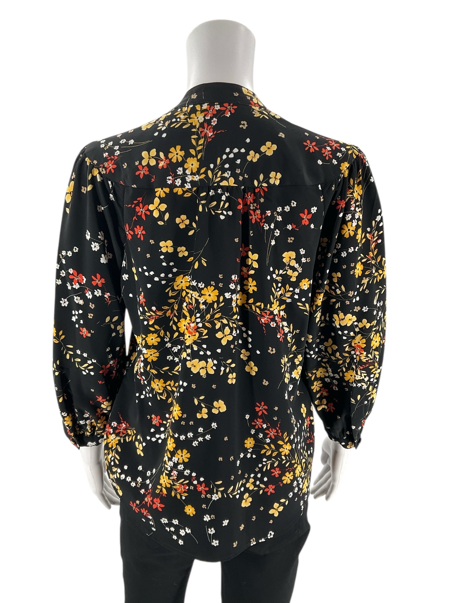 Karl Lagerfeld - black/white/yellow/orange Floral Casual Top - Size XS