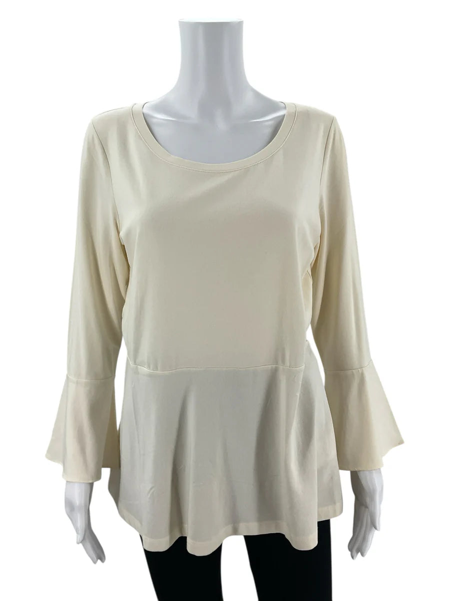 Issac Mizrahi Cream Solid Pre-Owned Ladies Top - Size Small