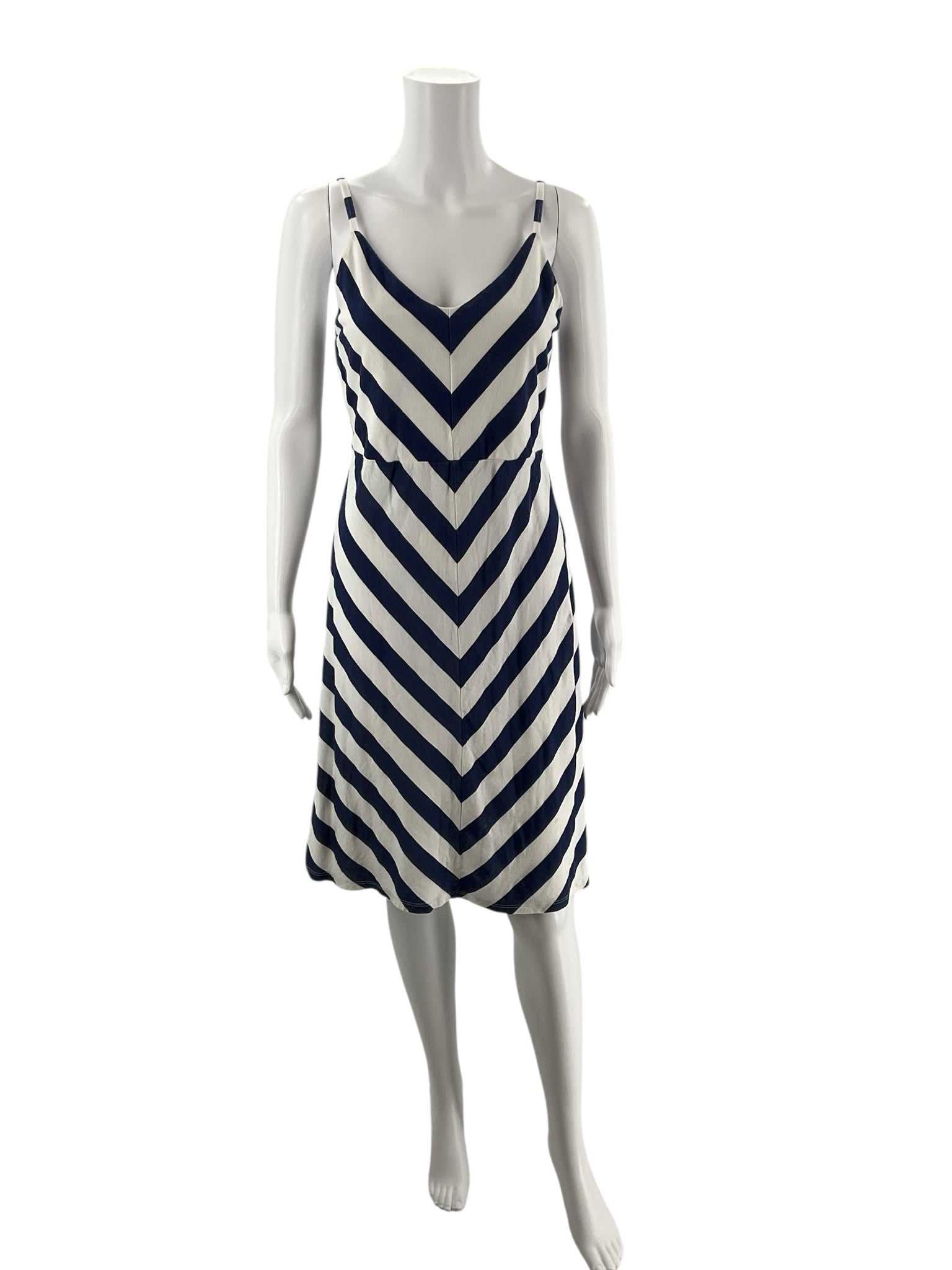 Old Navy White/Blue Stripe Pre-Owned Ladies Dress - Size Medium
