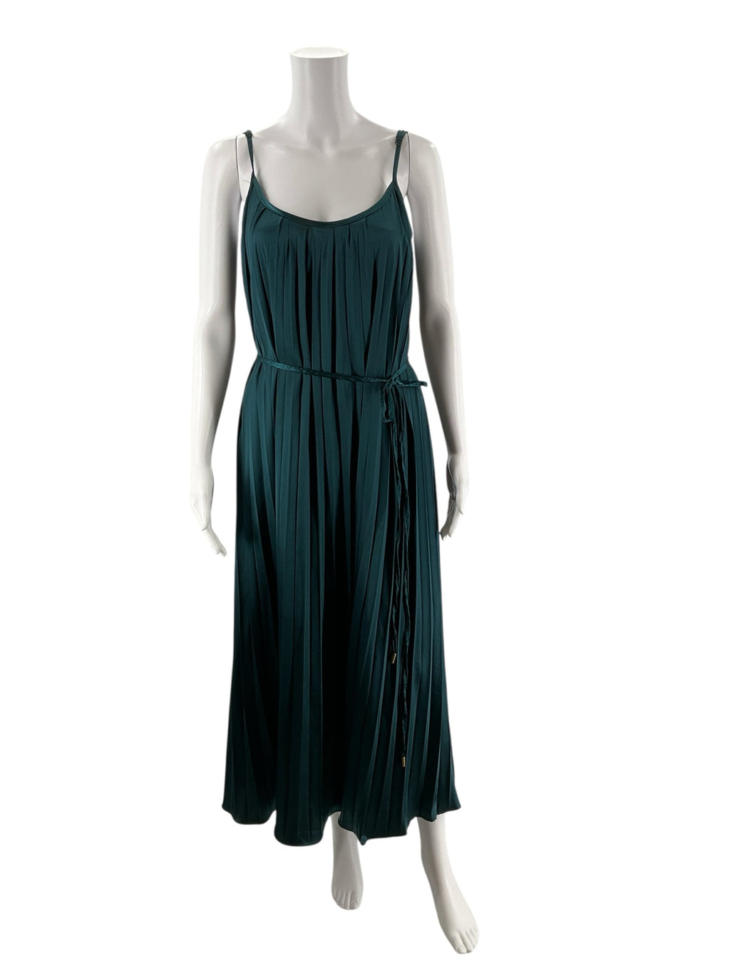 Bishop & Young Forest Green Silk Pre-Owned Ladies Dress - Size Medium