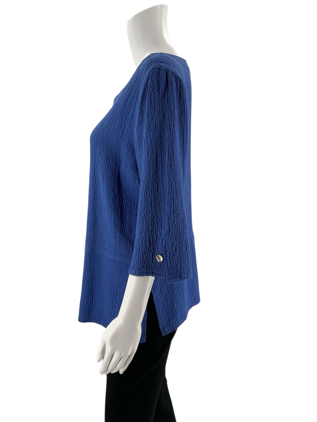 Peck & Peck - Blue Textured Pre-Owned Ladies Casual Top - Size Small