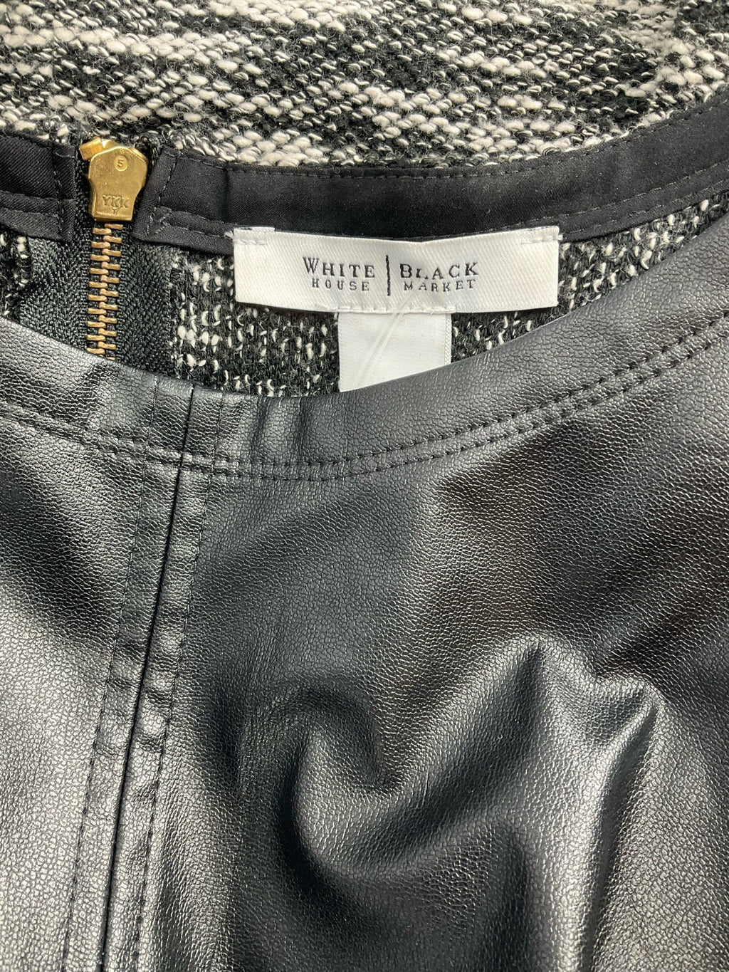 White House - black/white heathered Pleather Ladies Casual Top - Size XS