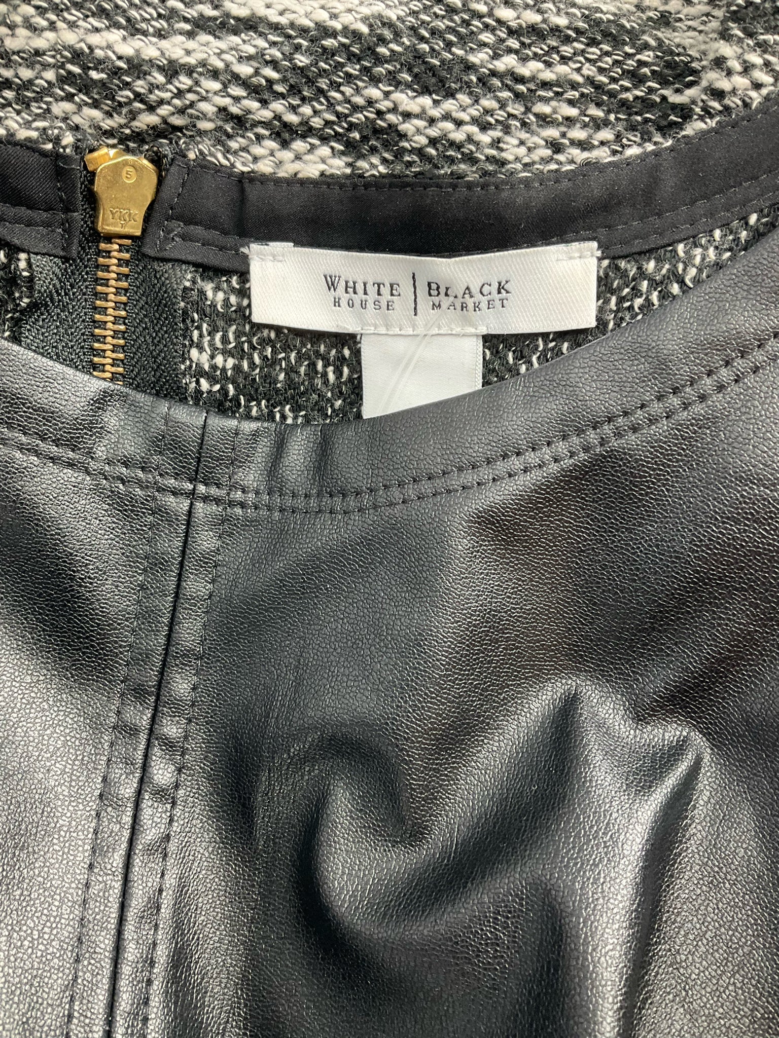 White House - black/white heathered Pleather Ladies Casual Top - Size XS