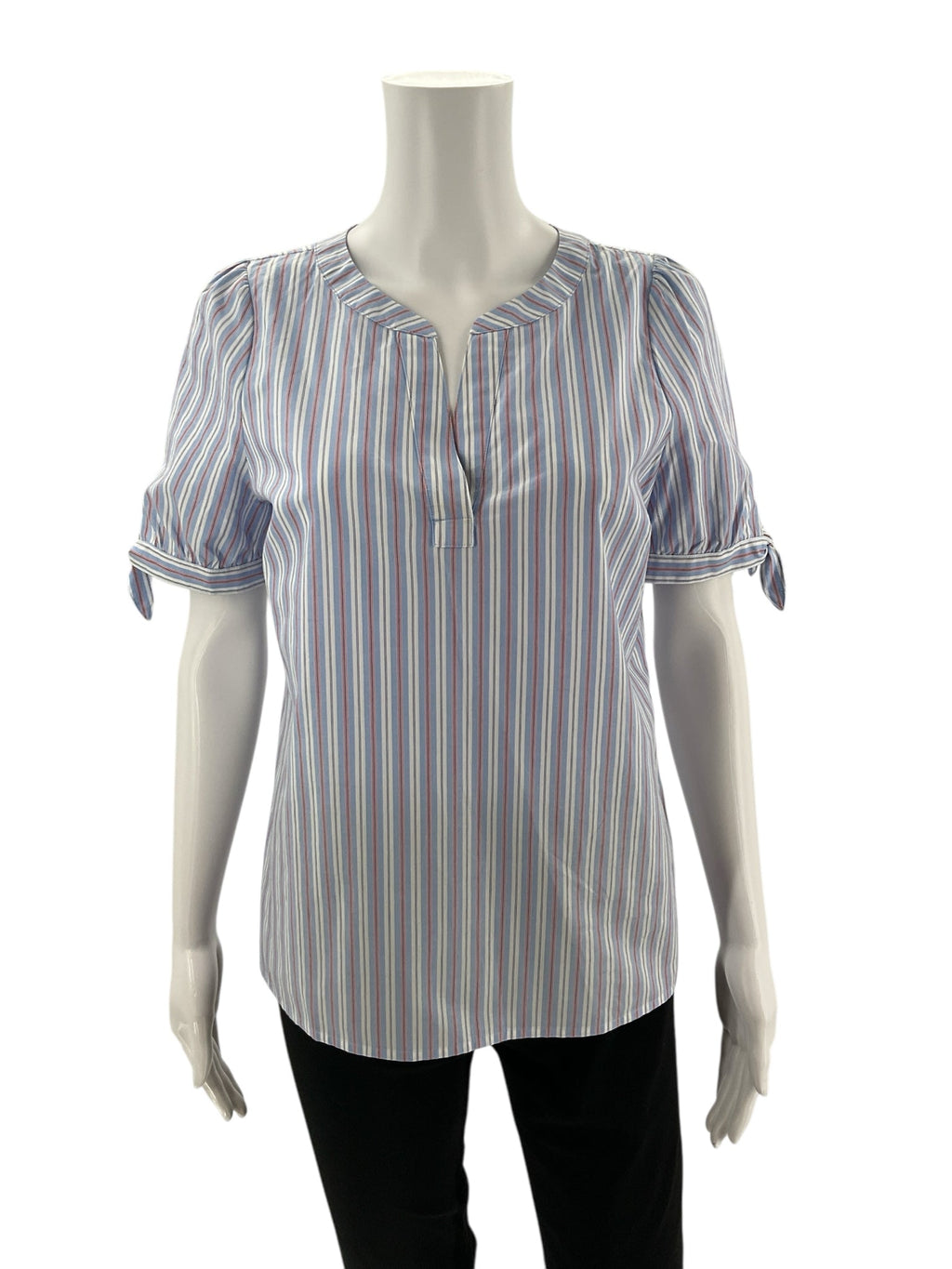 Talbots White/Blue/Red Stripe Pre-Owned Ladies Top - Size Small Petite