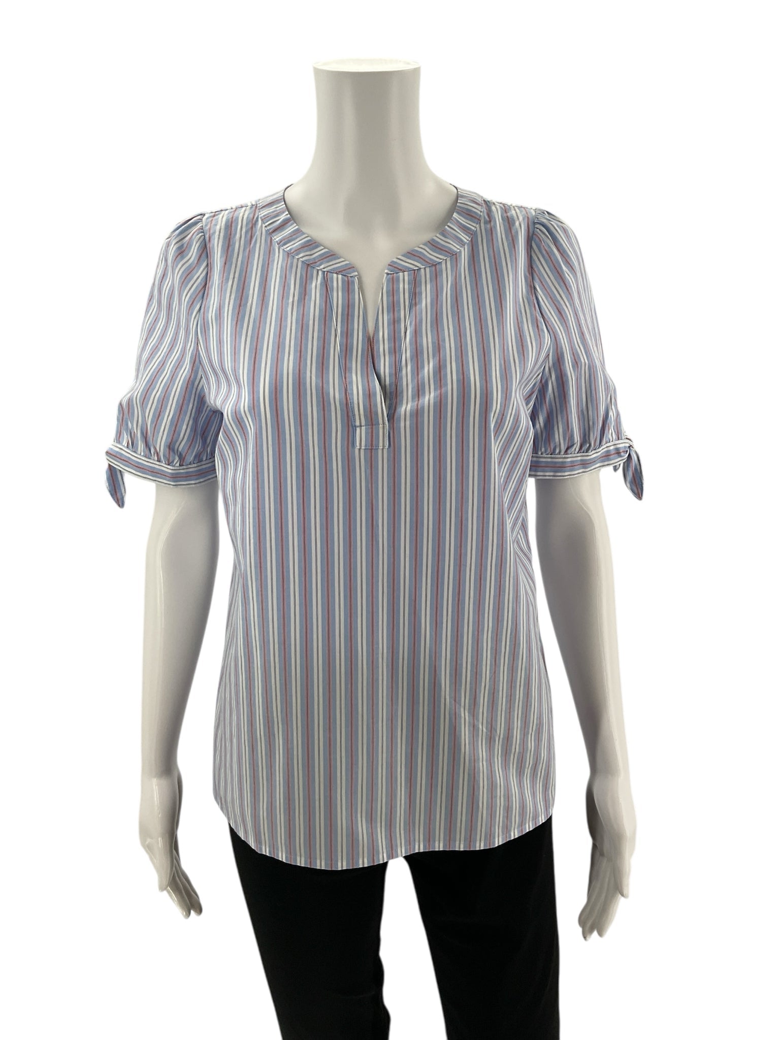 Talbots White/Blue/Red Stripe Pre-Owned Ladies Top - Size Small Petite