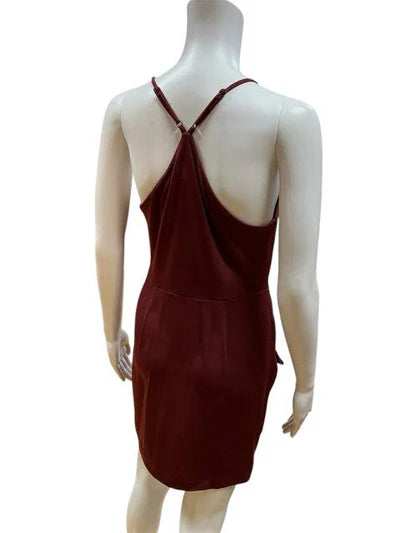 BCBG Maroon Solid Pre-Owned Ladies Dress - Size Small