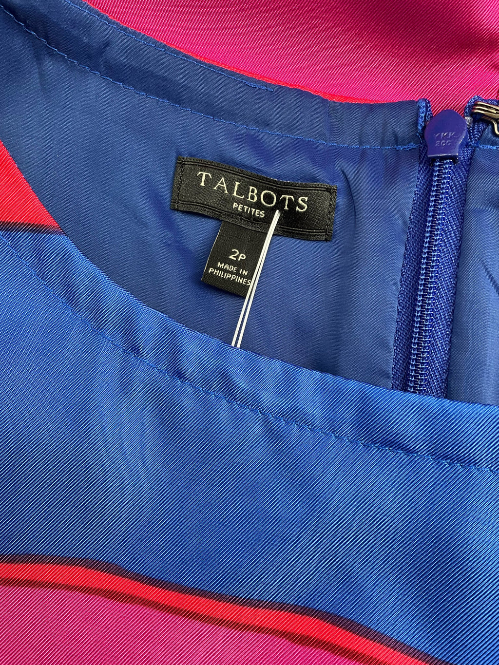 Talbots Blue/pink Stripe Pre-Owned Ladies Dress - Size 2 Petite