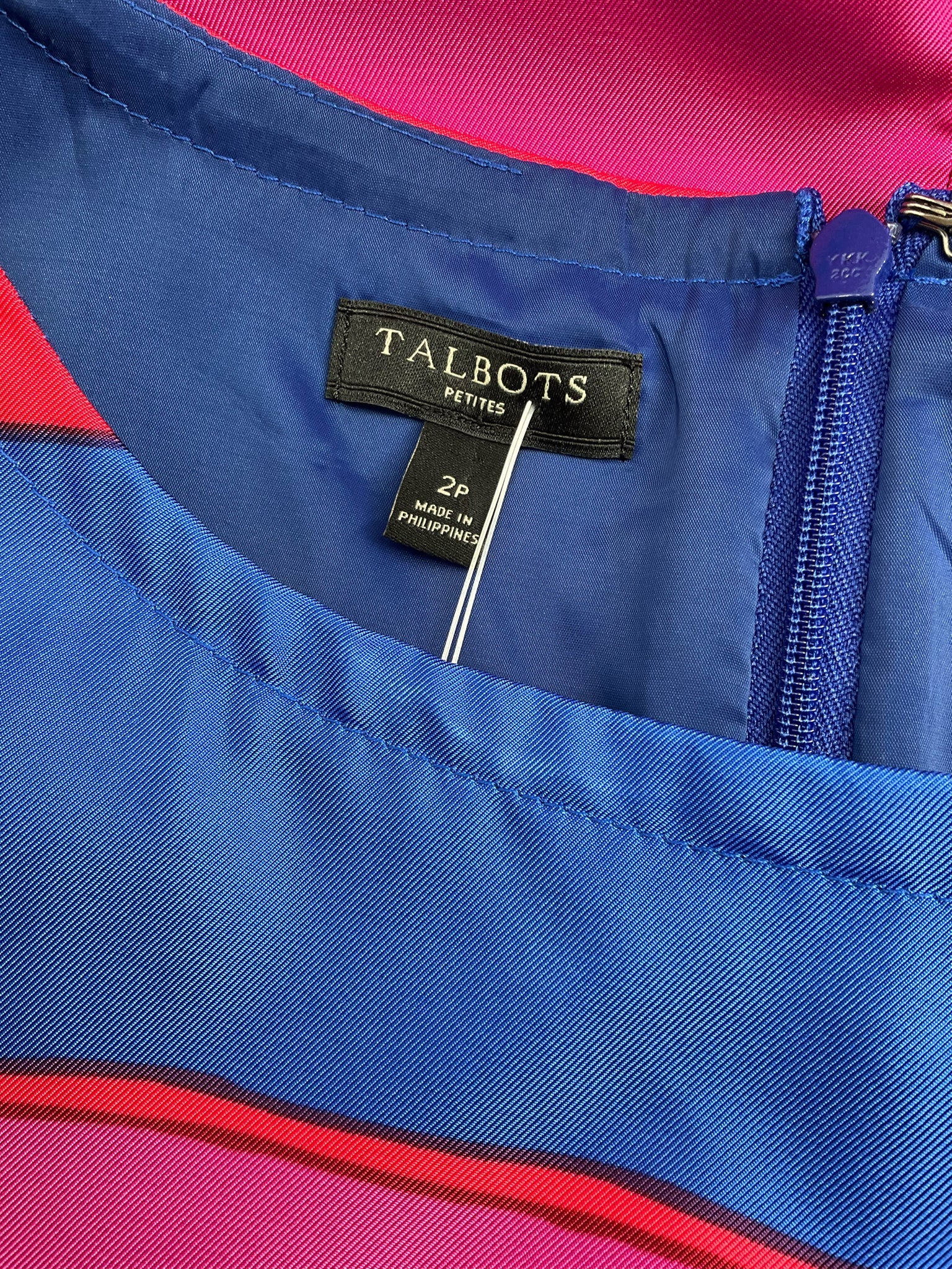 Talbots Blue/pink Stripe Pre-Owned Ladies Dress - Size 2 Petite