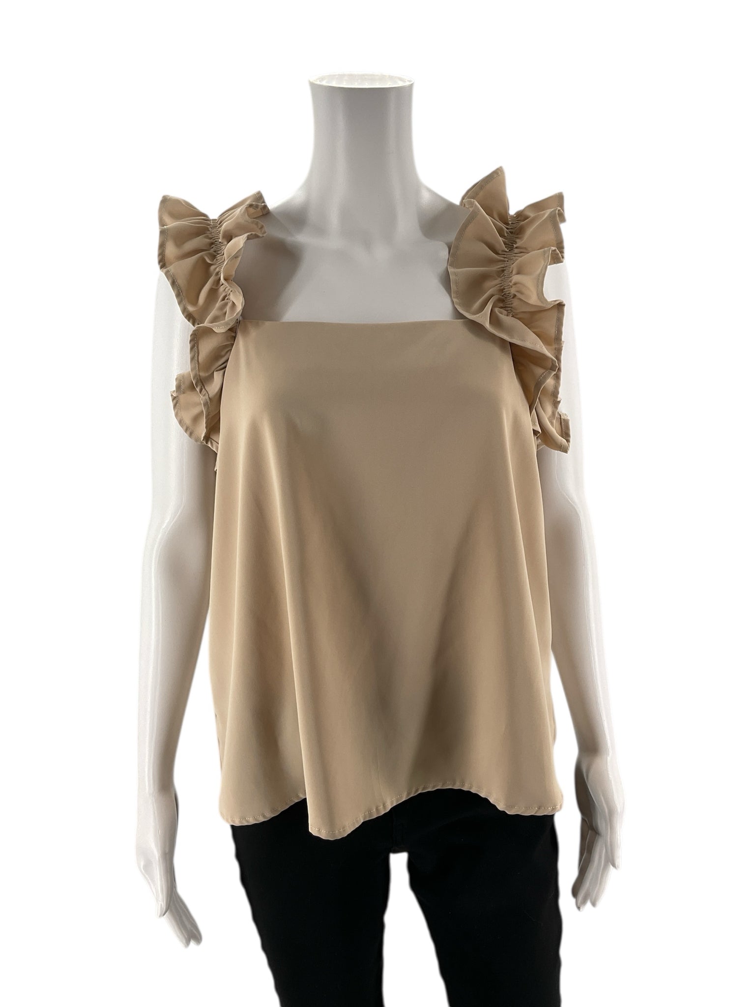 Shein - Tan Solid Pre-Owned Ladies Casual Top - Size Large