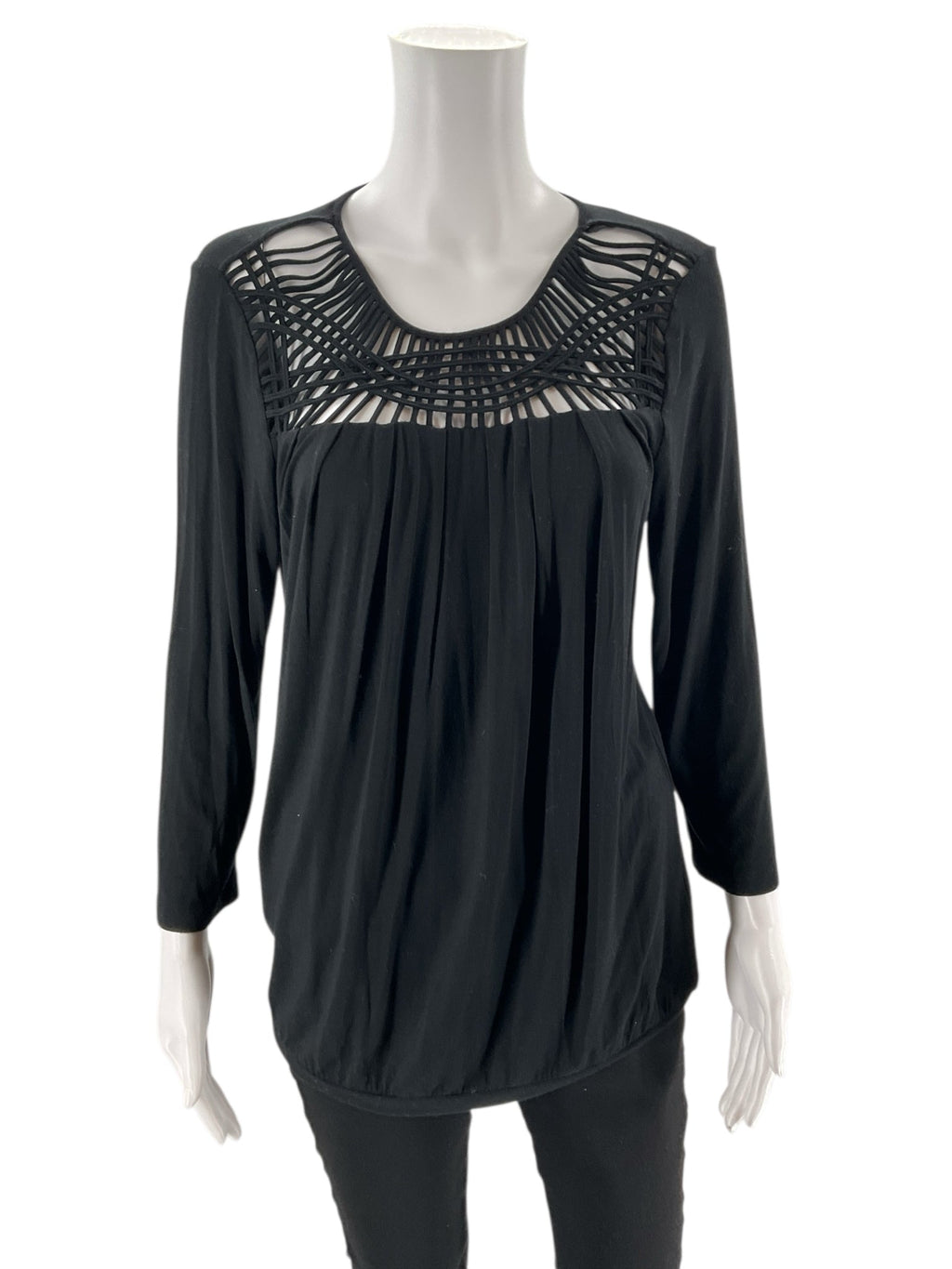 Calvin Klein - Black Solid Pre-Owned Ladies Casual Top - Size M