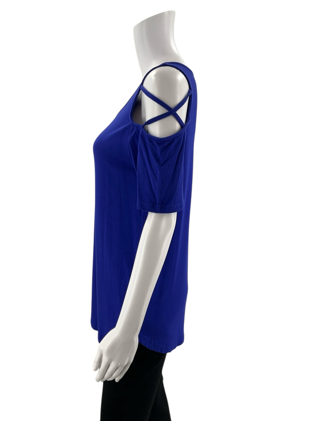 Genjun - Blue Solid Pre-Owned Ladies Casual Top - Size Large