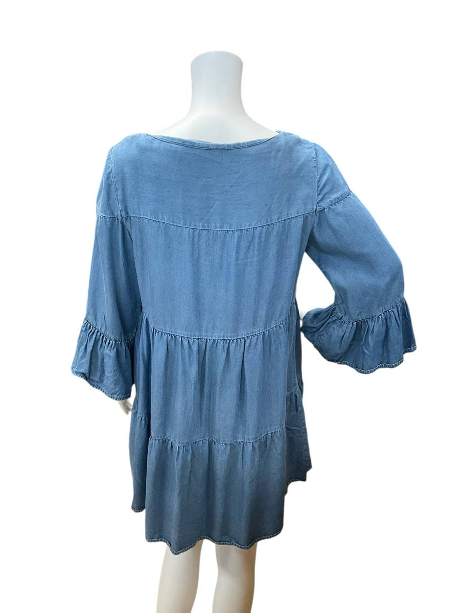 Zara Chambray Solid Pre-Owned Ladies Dress - Size XS
