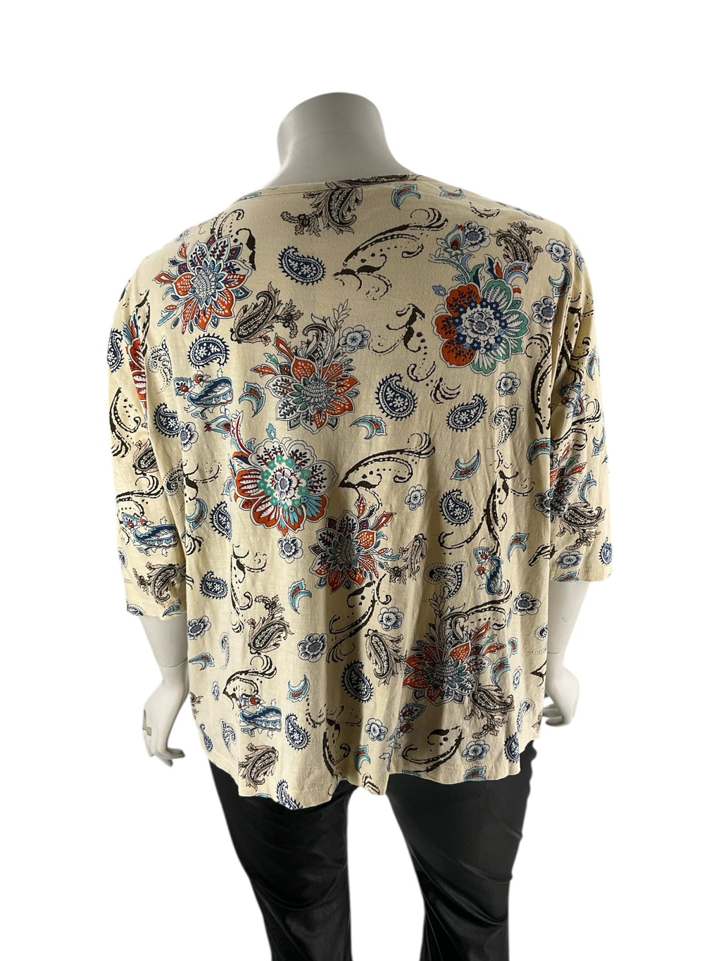 Catherines Cream/Blue/orange Print Pre-Owned Casual Top -  Size 1X