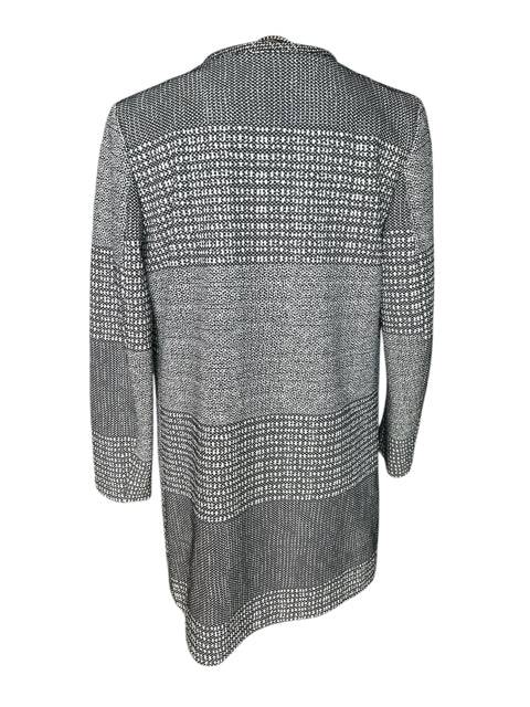 Back view of H&M Jacket Size 6 showcasing black and white checkered texture and mid-thigh length, perfect for casual or office outerwear.