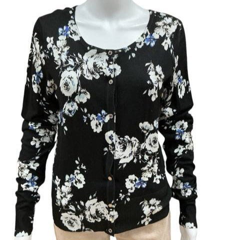 White House Black Market Black/White Floral Pre-Owned Ladies Top - Size Medium - Margaret’s Fine Consignment