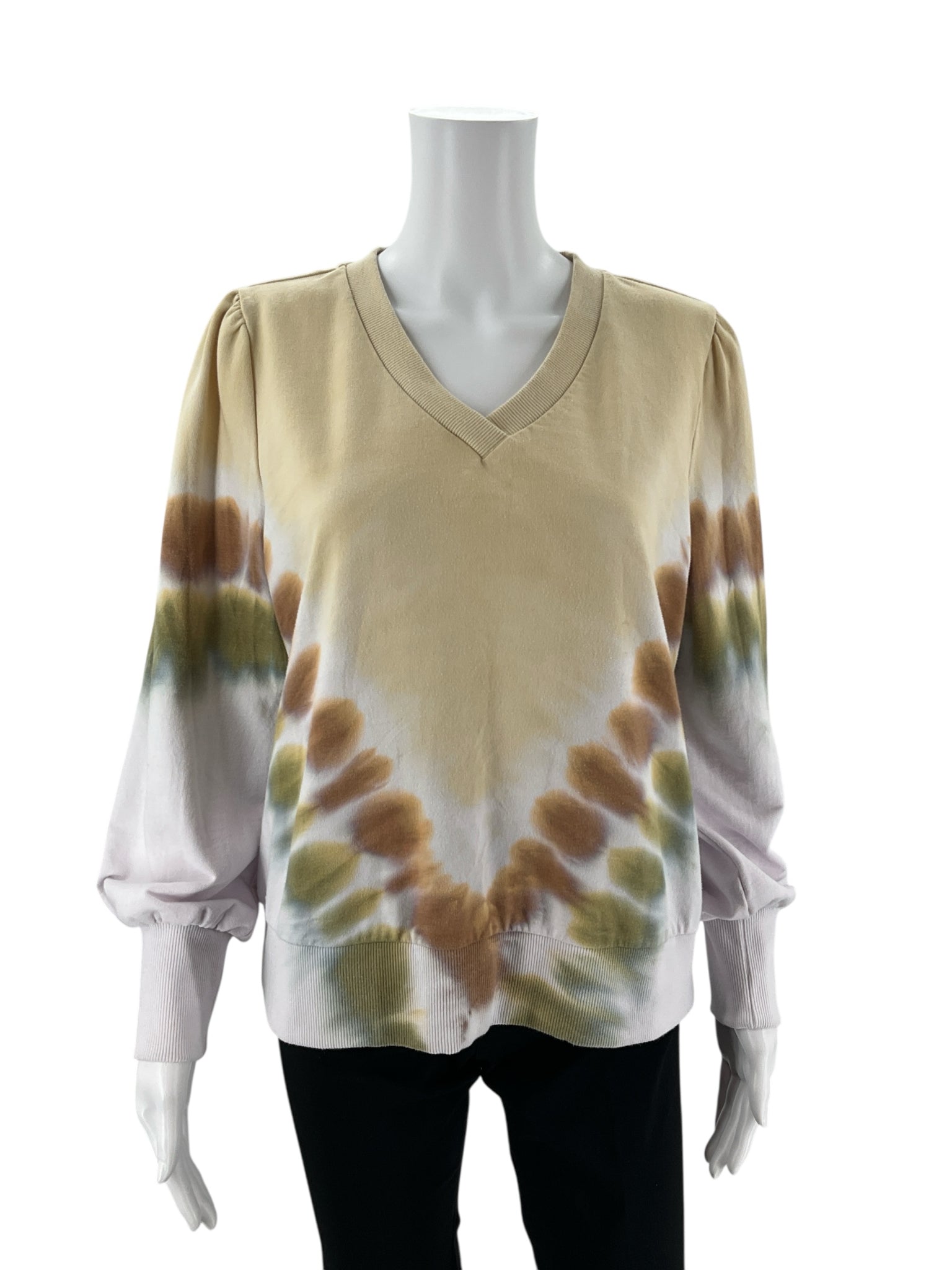 Design 365 Tan/White Tye Dye Pre-Owned Ladies Top -  Size Medium
