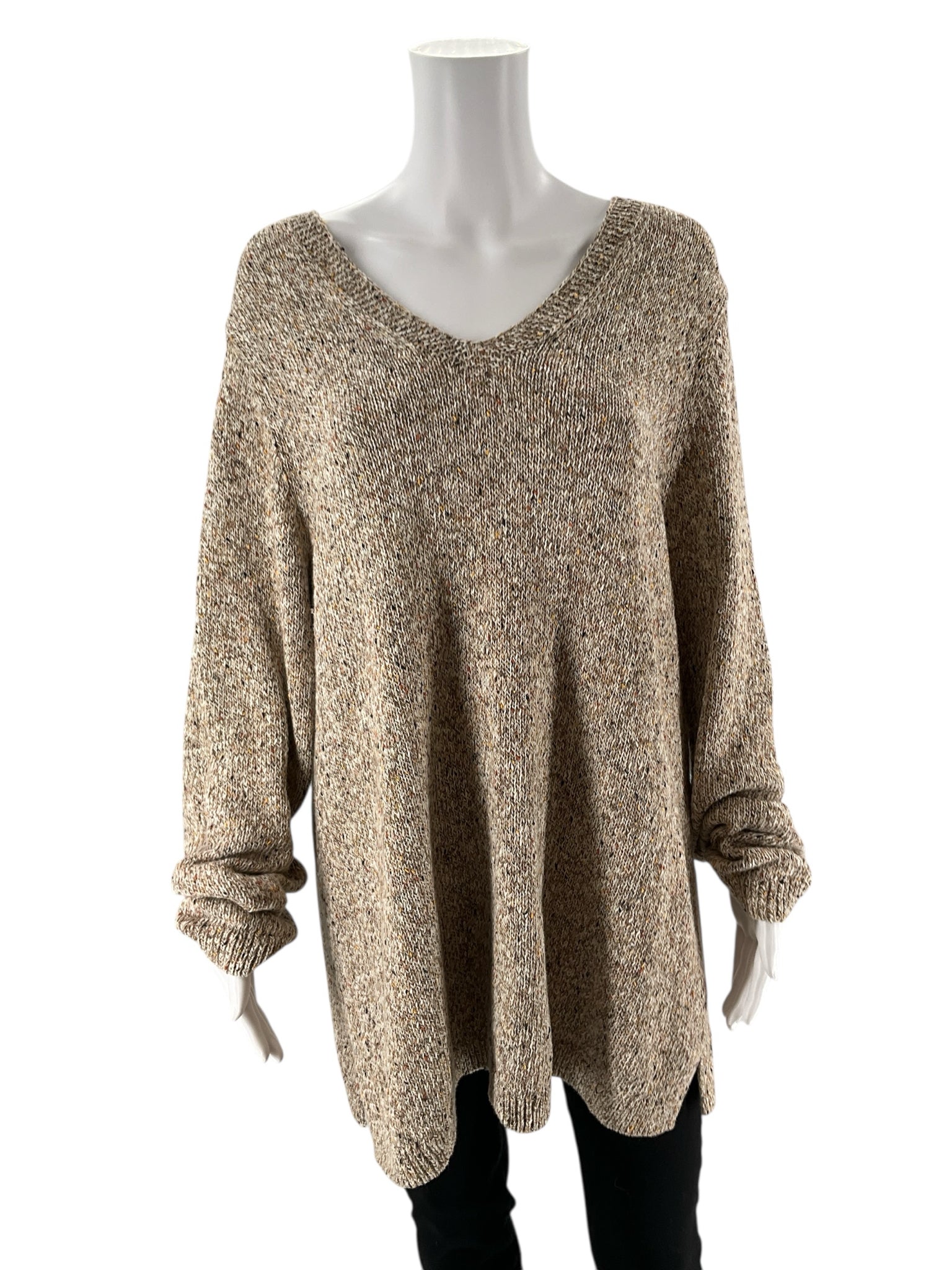 J Jill - Taupe Speckeled Pre-Owned Ladies Casual Top - Size XL