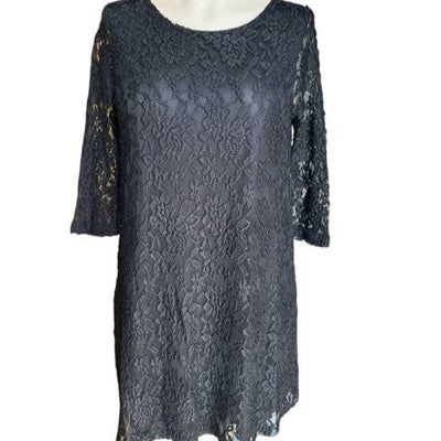 Final Touch Black Solid Lace Pre-Owned Ladies Dress - Size Medium
