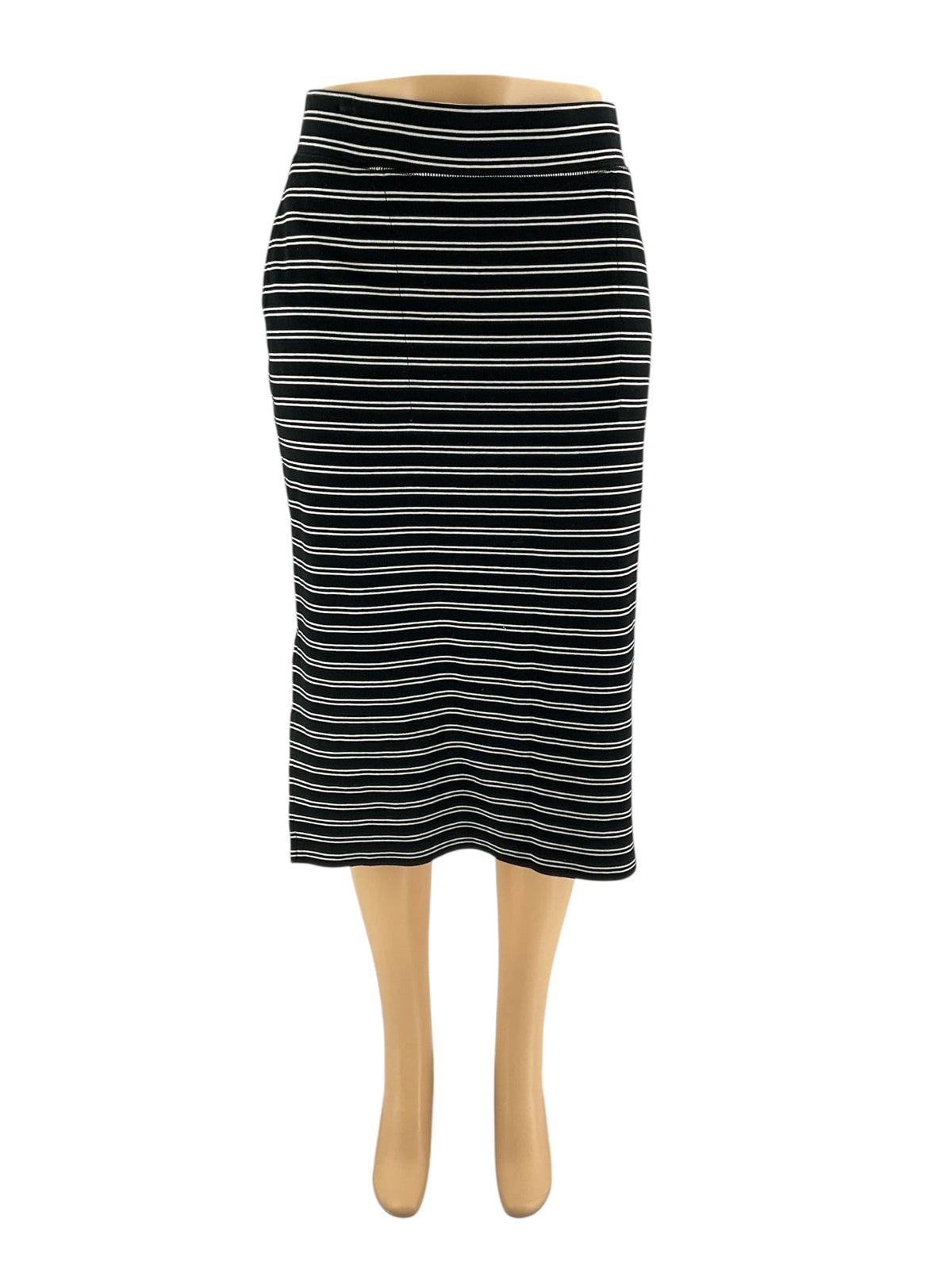 Issac Mizrahi - black/white Stripe Pre-Owned Ladies Skirt - Size Medium