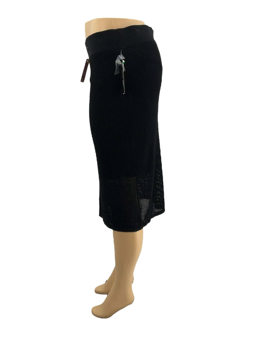 INC Black Waffle Pre-Owned Ladies Skirt - Size Large