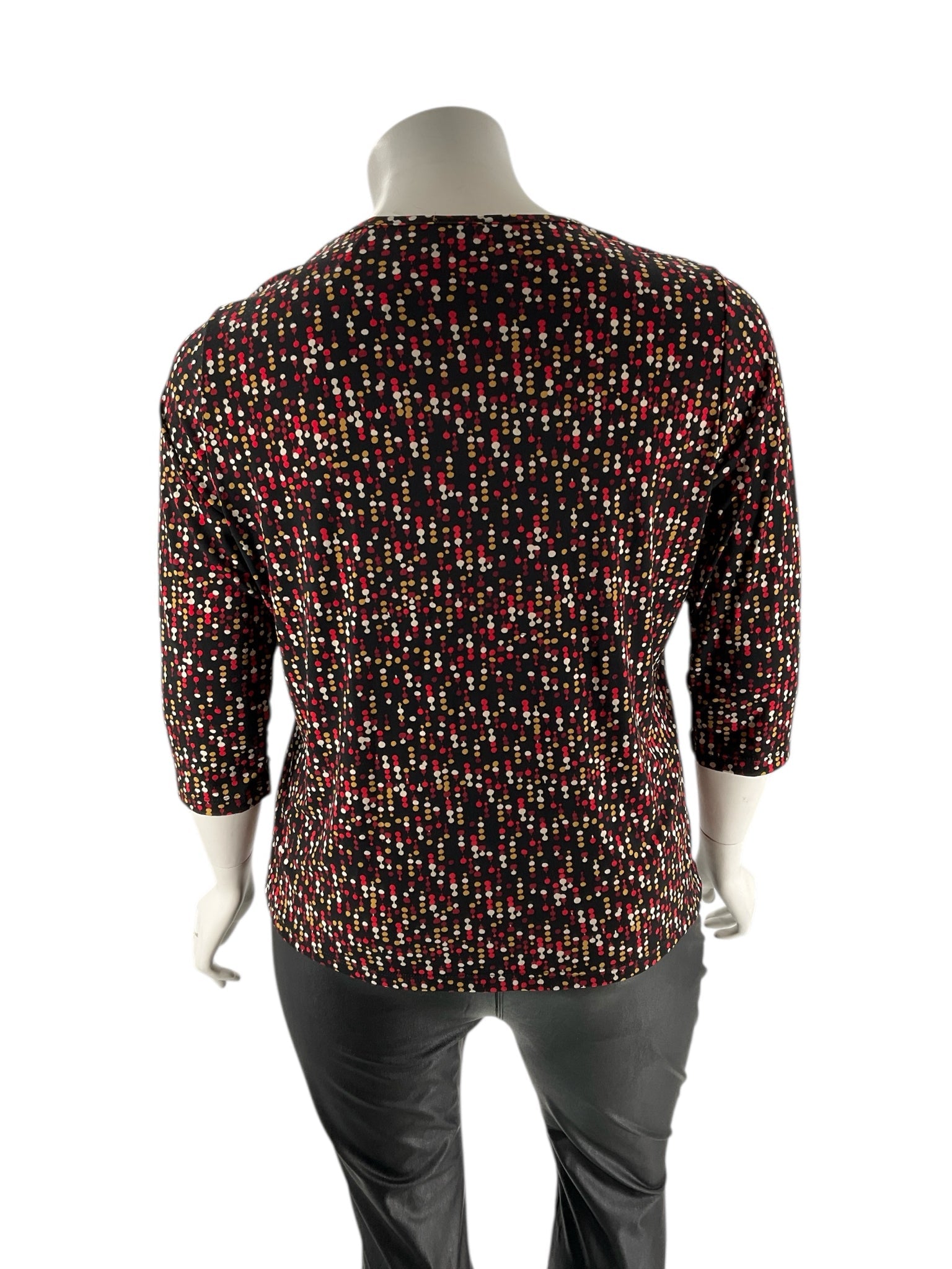 Notations Black/Pink/Burgundy/Red Dots Pre-Owned LadiesTop -  Size 1X