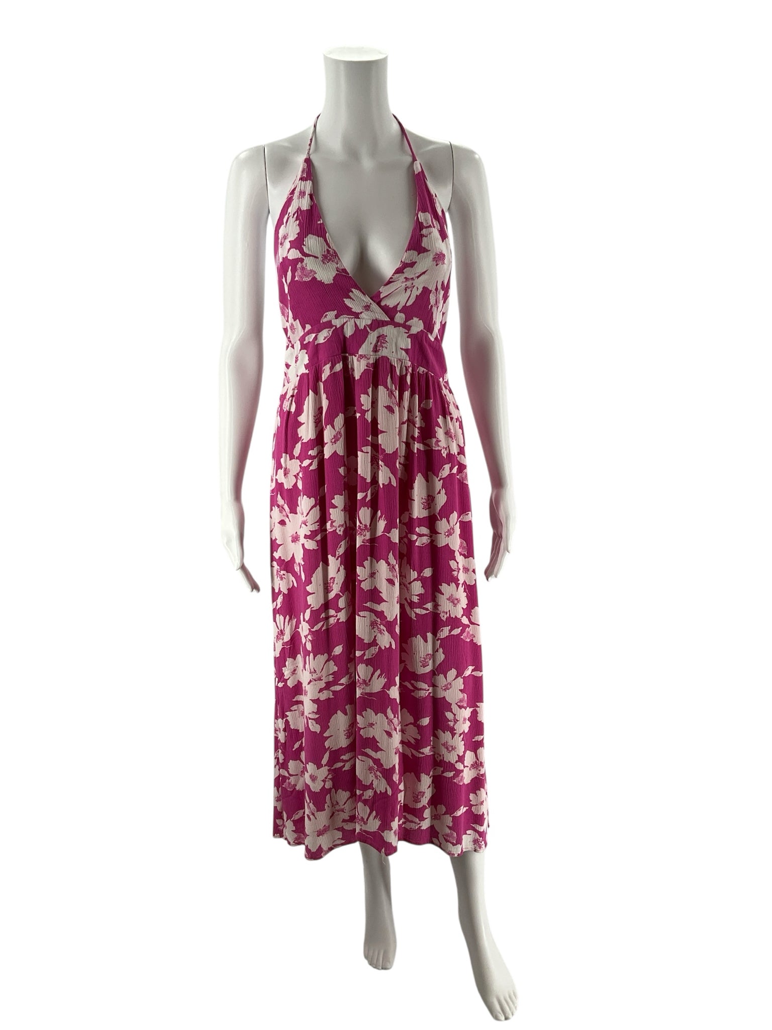Lulus Pink/White Floral Pre-Owned Ladies Dress - Size Large