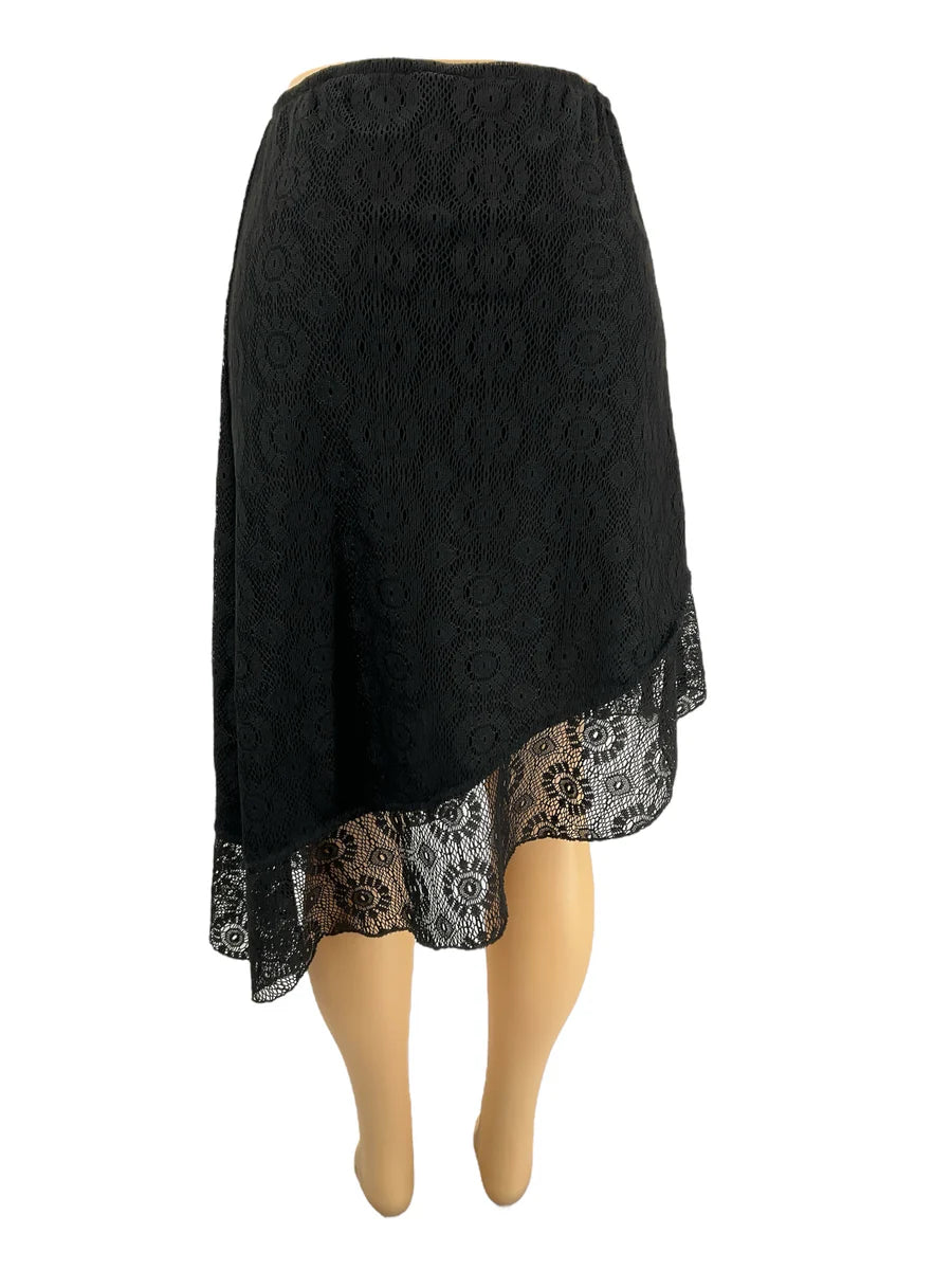 Hand Jive Black Lace Pre-Owned Ladies New with Tags Skirt - Size Large