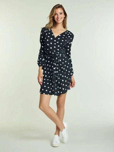 Tahari Black/White Polka Dot Pre-Owned Ladies Dress - Size 8