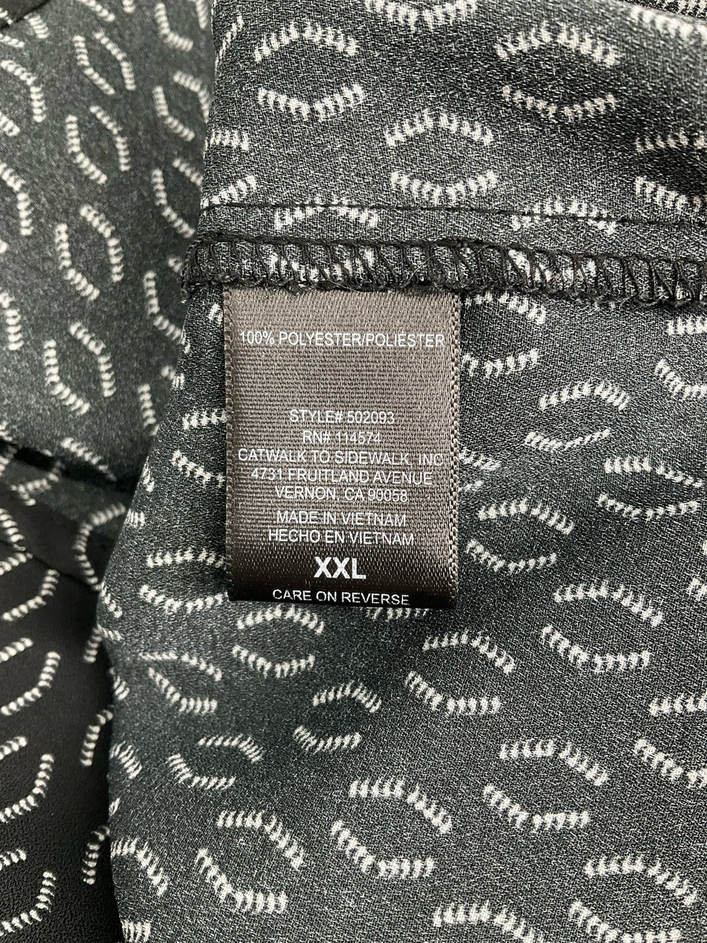 Pleione Black/White Print Pre-Owned Ladies Casual Top -  Size XXL