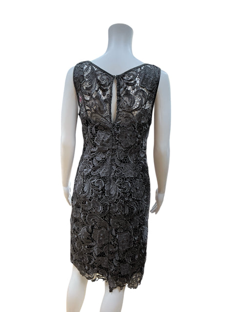 Adrianna Papell Gray Lace Pre-Owned Ladies Dress – Size 8