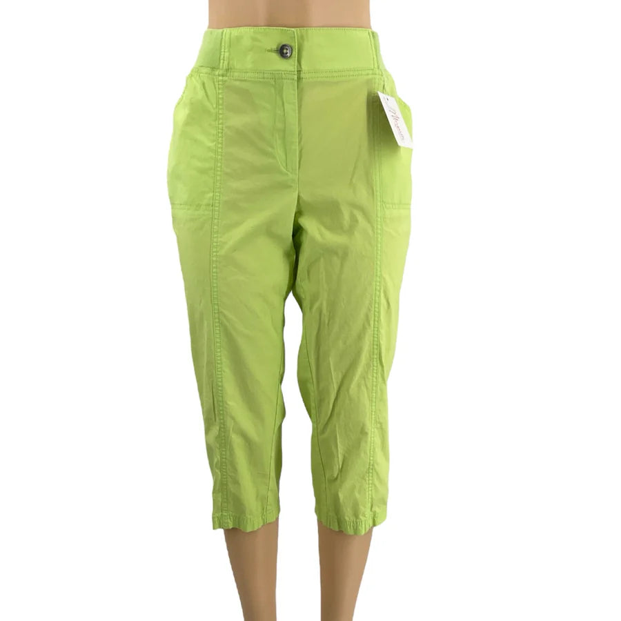 Chico's Lime Green Solid Pre-Owned Ladies Capri Pants - Size 6
