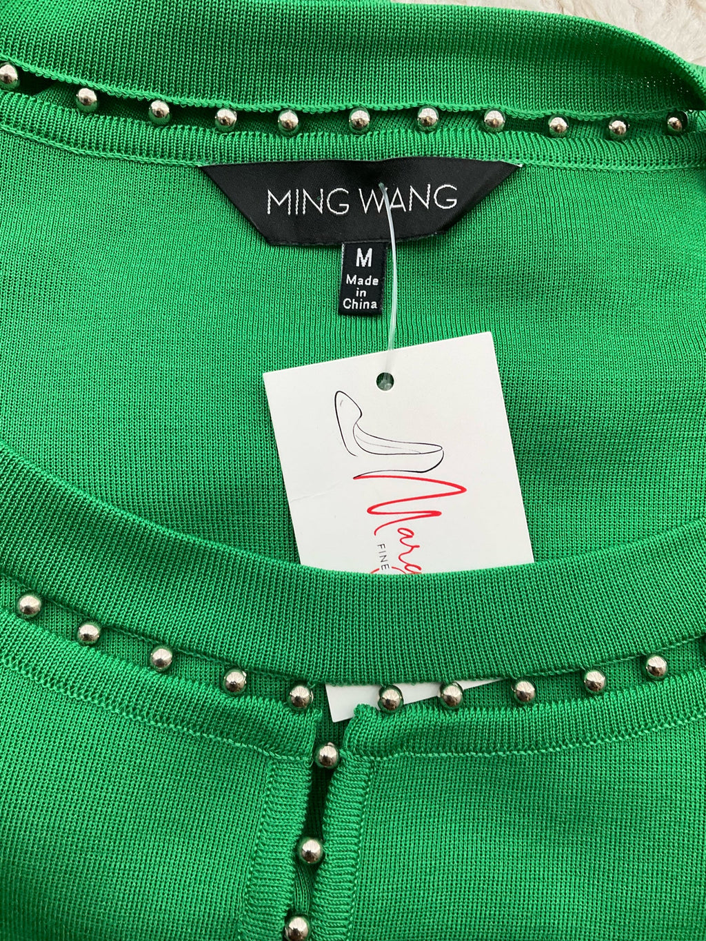 Ming Wang Green Beaded Pre-Owned Ladies Dress - Size Medium