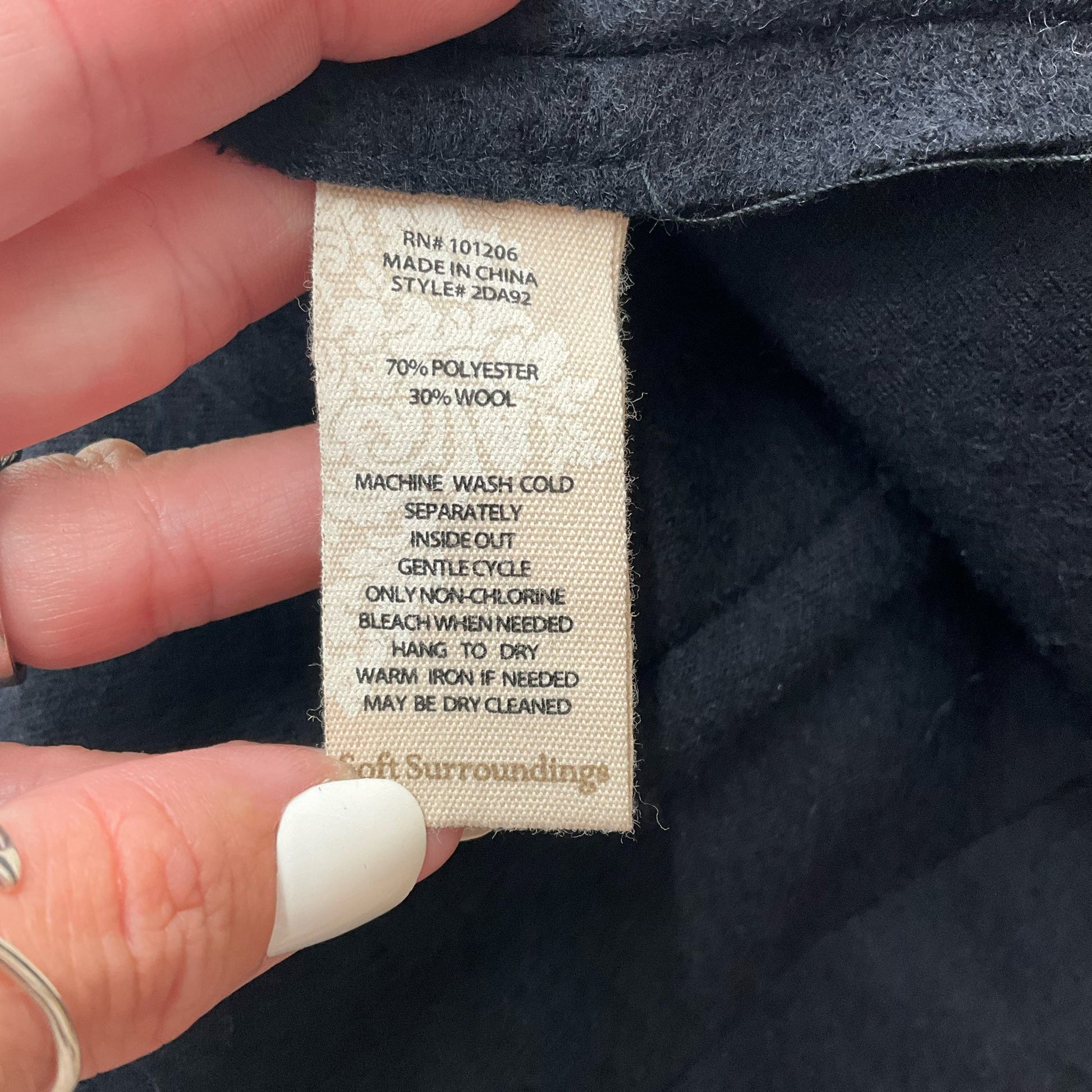 Soft Surroundings Black Solid Pre-Owned Ladies Jacket  Size Small