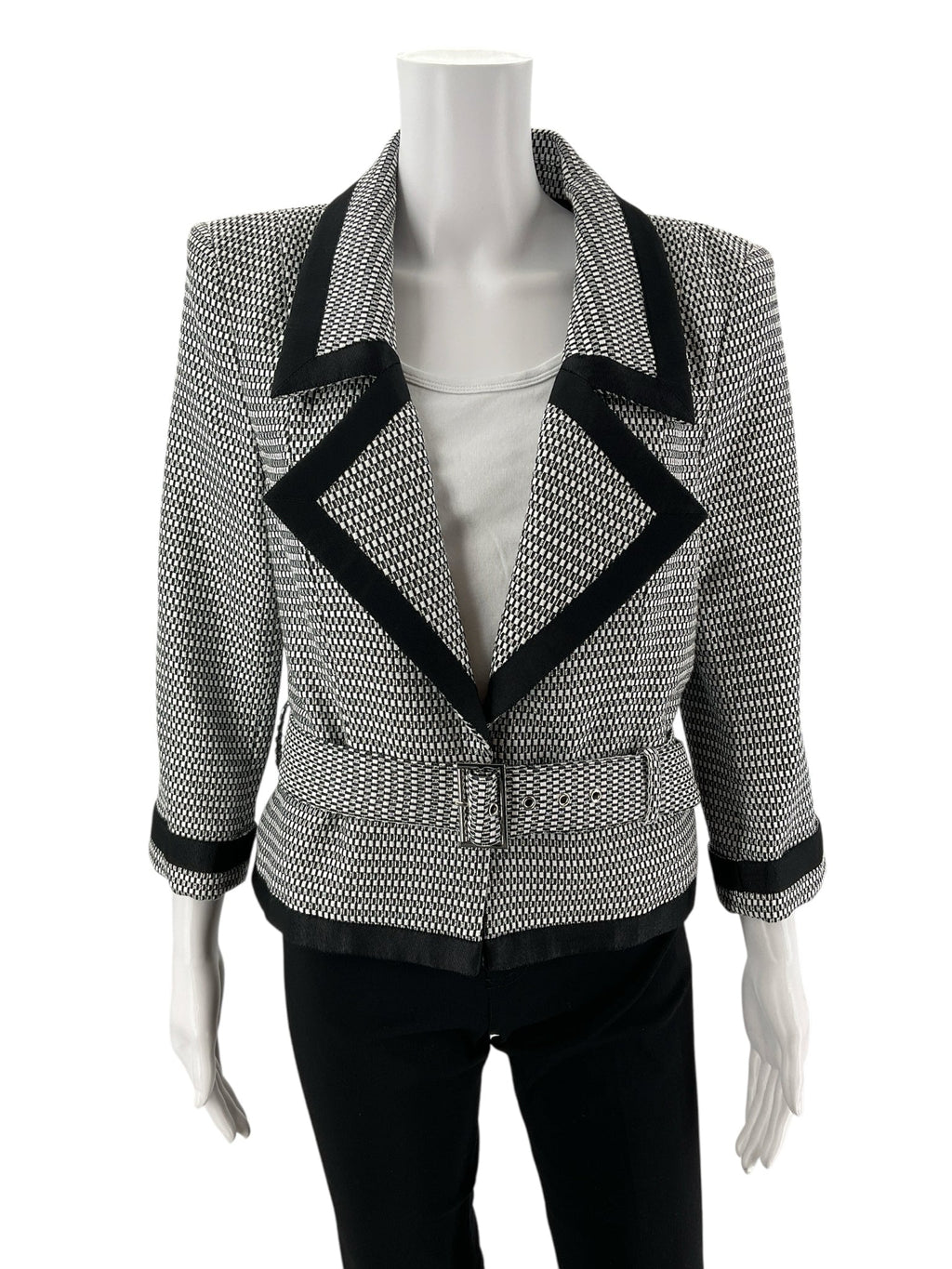 Doncaster Black/White Print Pre-Owned Ladies Blazer - Size 10